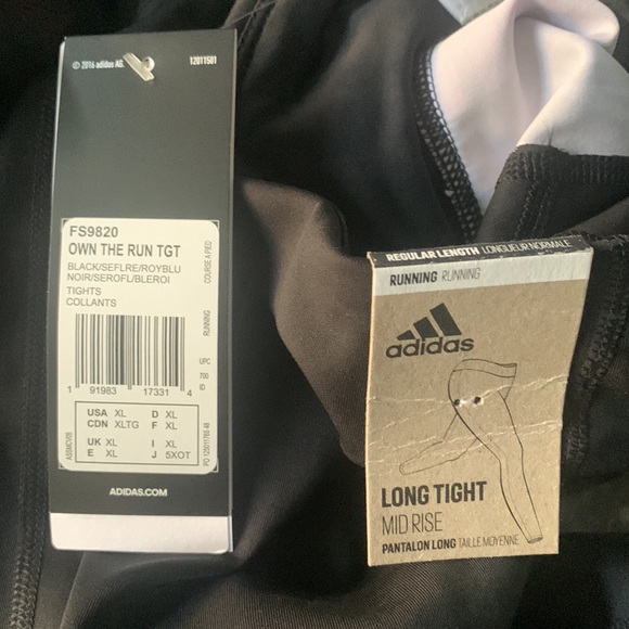 Adidas new w tag midrise long running tights black with white/ pink trim - Picture 6 of 6